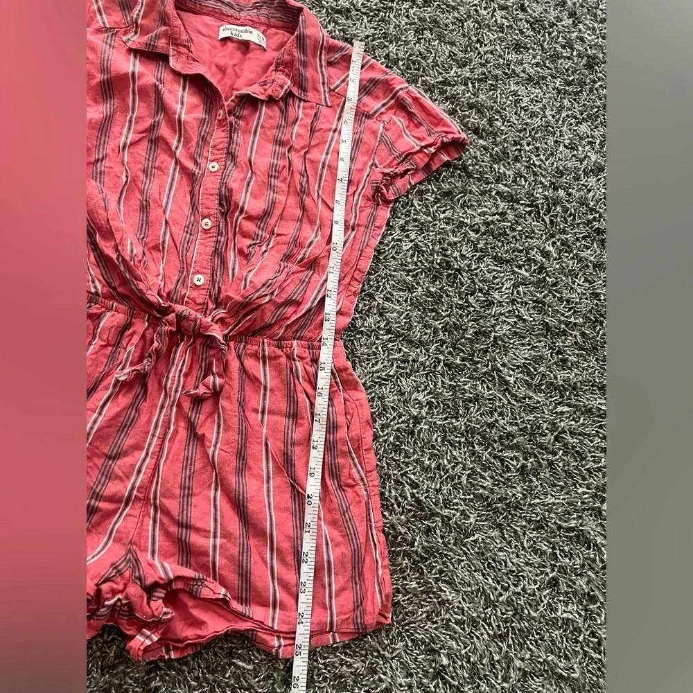 Abercrombie Kids Girls Striped Tie Front Romper Size 11 12 Pink Rust Boho Summer